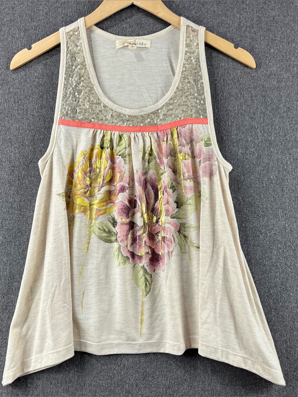 Rewind Boho Floral Tank Top Relaxed Fit Feminine Romantic Cottagecore